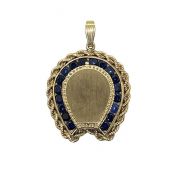 Vintage Horseshoe Synthetic Blue Sapphire Locket