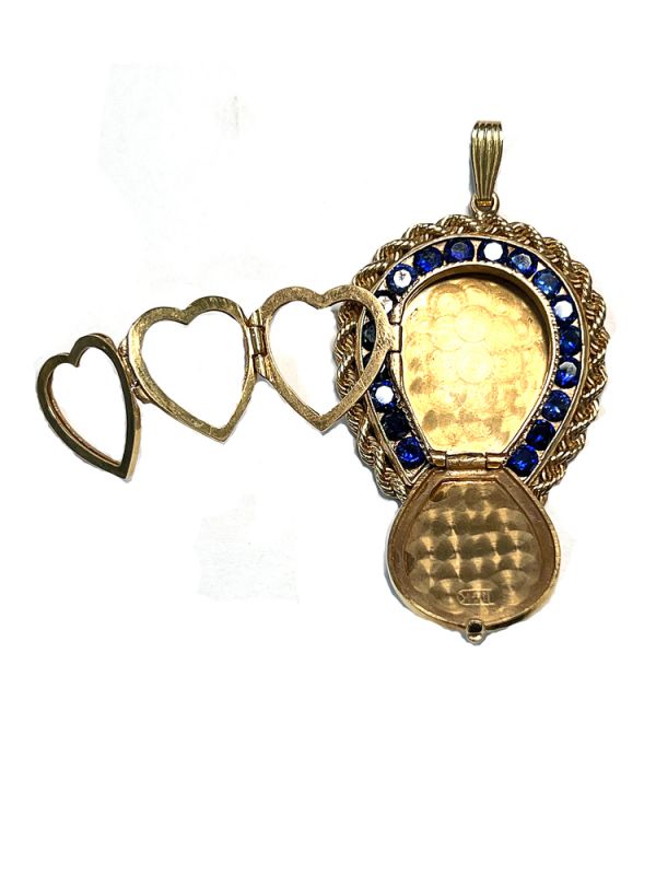 Vintage Horseshoe Synthetic Blue Sapphire Locket | Cynthia Findlay Fine ...