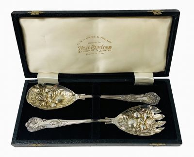 Vintage Kings Pattern Salad Servers Made For Holt Renfrew