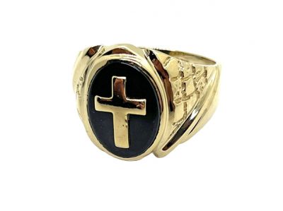 Vintage Onyx Cross Ring