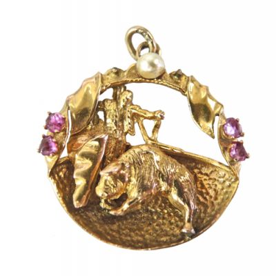 Vintage Pearl and Ruby Pendant