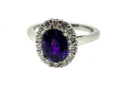 Vintage Purple Sapphire and Diamond Ring