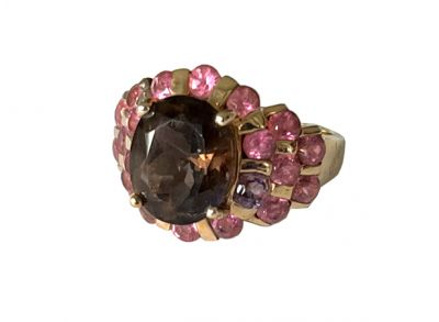 Vintage Quartz and Tourmaline Ring