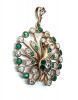 Vintage Ruby Diamond and Emerald Peacock Pendant