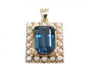 Vintage Topaz and Seed Pearl Pendant