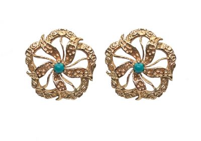 Vintage Turquoise Floral Earrings