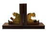Vintage West German Carved Wood Bookends