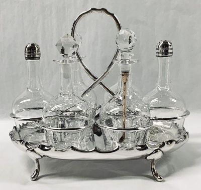 Walker & Hall  6 Bottle Cruet Stand Dated 1899