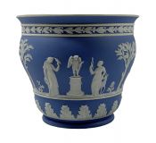 Wedgwood Jasperware Cachepot / Jardiniere In Blue