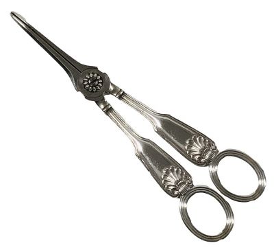 William IV Period “Fiddle, Thread & Shell” Sterling Silver Grape Scissors, circa 1835