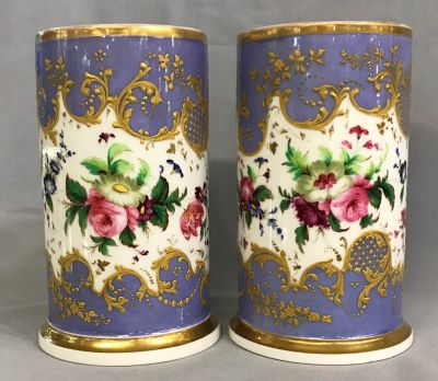 19th Century Paris Porcelain Cylinder Form Vases, circa 1880