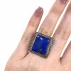 Retro Inspired Lapis and Diamond Ring