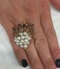 Modern Cultured Pearl and Orange Sapphire Maple Leaf 18kt Ring