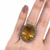 Victorian Style Citrine and Diamond Cocktail Ring