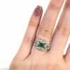 Art Deco .21ct Emerald and Diamond Platinum Ring