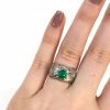 Retro .85ct Emerald and Diamond 18kt Ring