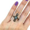 Edwardian .66ct Aquamarine and Diamond Ring in 18kt Yellow Gold and Silver