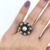 Vintage Pearl and Lapis Cluster Ring