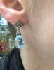 Vintage Inspired Blue  Briolette Topaz and Diamond Drop Earrings