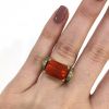 Vintage Fire Opal and Diamond Ring