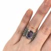 Modern Amethyst and Diamond Mesh Ring