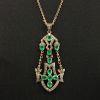 Victorian Inspired Emerald and Diamond Pendant