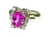 Art Deco Inspired Pink Sapphire and Diamond Ring