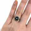 Vintage Diamond Sapphire and Emerald Cluster Ring in 18kt White Gold
