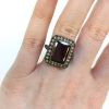 Art Deco Style 2.06ct Garnet and Diamond Ring in 18kt Yellow Gold and Silver