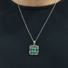 Vintage 2.02ct Emerald and Diamond Pendant in 18k White Gold