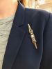 Vintage Baroque Pearl Emerald and Diamond Bar Brooch in 18kt Yellow Gold