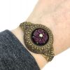 Antique 2.27ct Garnet and Diamond Etruscan Bangle 14kt Yellow Gold