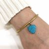 Victorian Turquoise Heart Mourning Bracelet in 14kt Yellow Gold