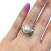 Modern Pearl Ring in 14kt White Gold