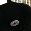 Vintage 5.65ct Amethyst Brooch in 10kt White Gold