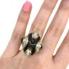 Modern Onyx and Diamond Ring