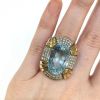 Modern 18.75ct Aquamarine and Diamond 14kt Ring