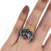 Vintage Aquamarine Ruby Diamond Ring