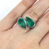 Vintage 3.84ct Emerald and Diamond Toi et Moi Ring in 14kt White Gold