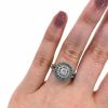 Modern Double Diamond Halo Cluster Ring