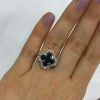Vintage Inspired Sapphire and Diamond Ring in 10kt White Gold