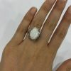 Vintage 4.42ct Opal and Diamond Ring in 14kt White Gold