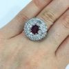 Vintage Ruby and Diamond Cluster Engagement Ring