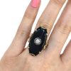 Edwardian Black Onyx and Diamond Ring