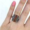 Art Deco Inspired Orange Sapphire and Diamond Ring