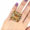 Modern Citrine and Green Quartz Ring