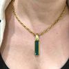 Modern Green Tourmaline Diamond Pendant and Hermes 18kt Chain