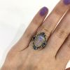 Dancing Greek Goddess Moonstone Intaglio and Sapphire Ring