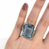 Vintage 22.63ct Aquamarine and Diamond Ring in 18kt White Gold