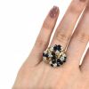 Vintage 2.25ct Sapphire and Diamond Tree of Life Ring in 14kt Yellow and White Gold